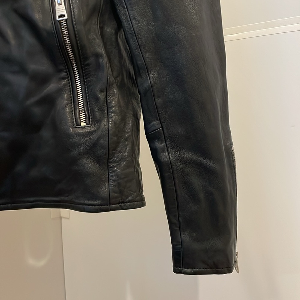 Men’s Black Leather AllSaints Jacket - Picture 5 of 7